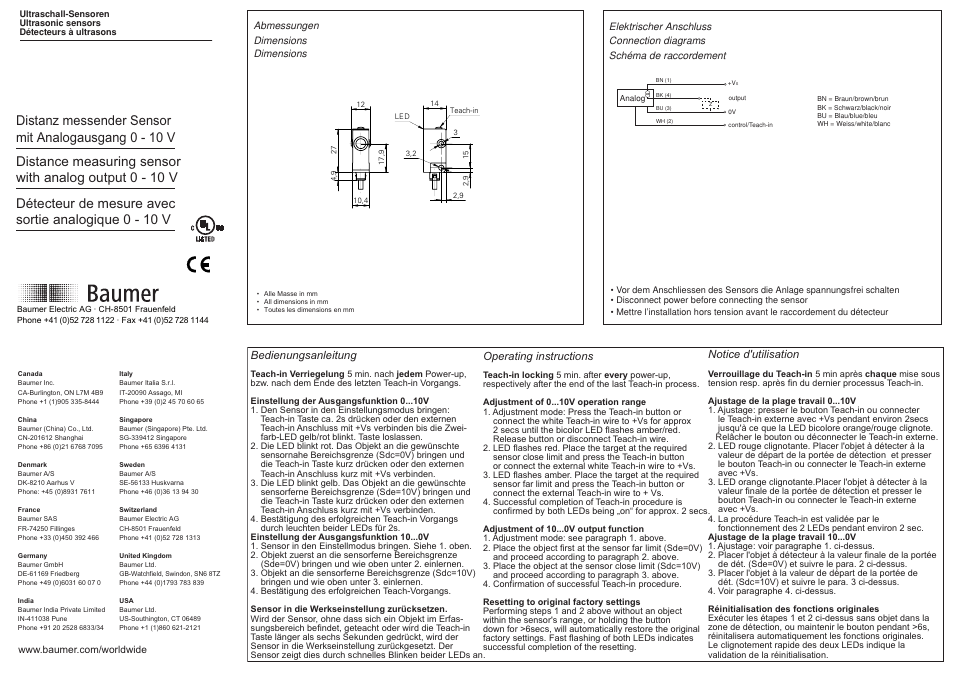 Baumer UNDK 10U6914 User Manual | 2 pages