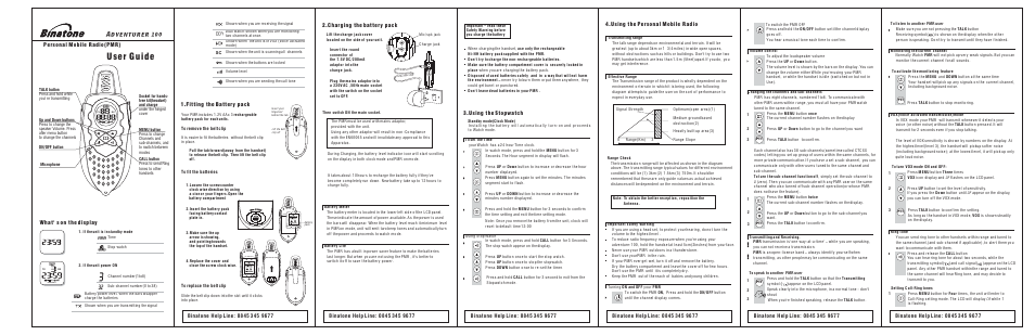 Binatone ADVENTURER 100 User Manual | 2 pages