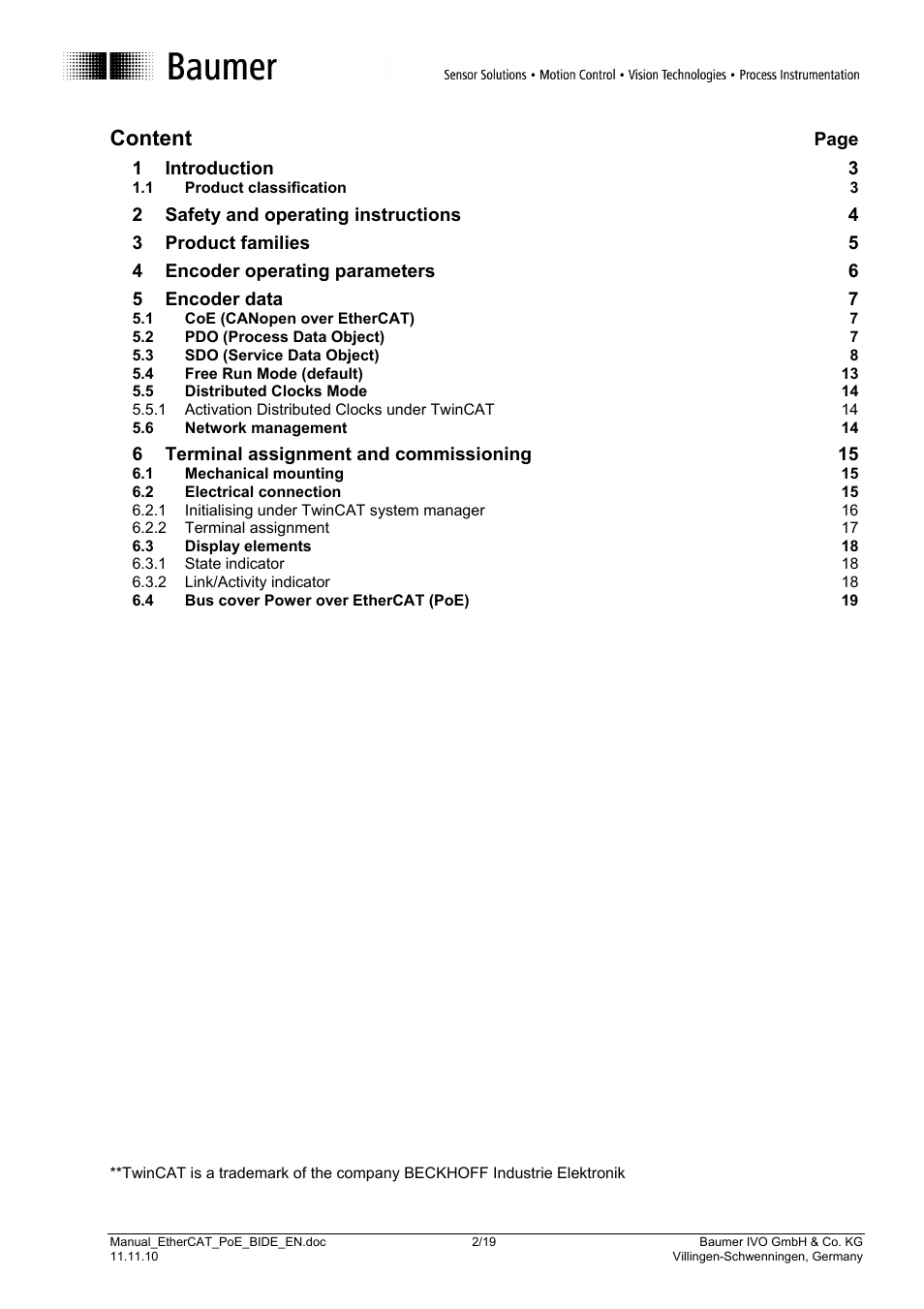 Content | Baumer GB-GXxxx User Manual | Page 2 / 19