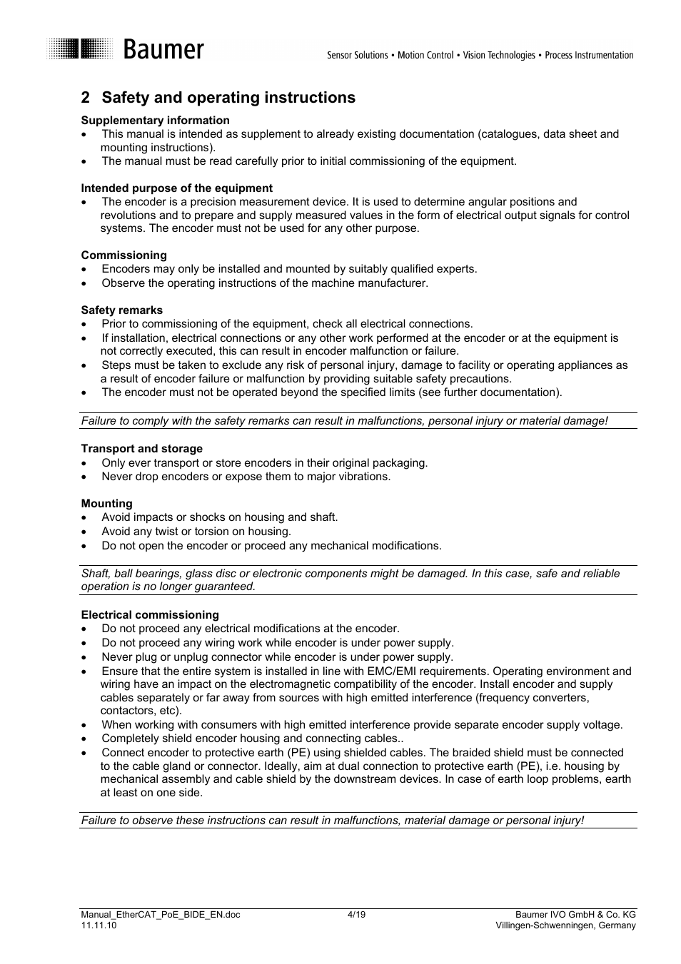 2 safety and operating instructions | Baumer GB-GXxxx User Manual | Page 4 / 19