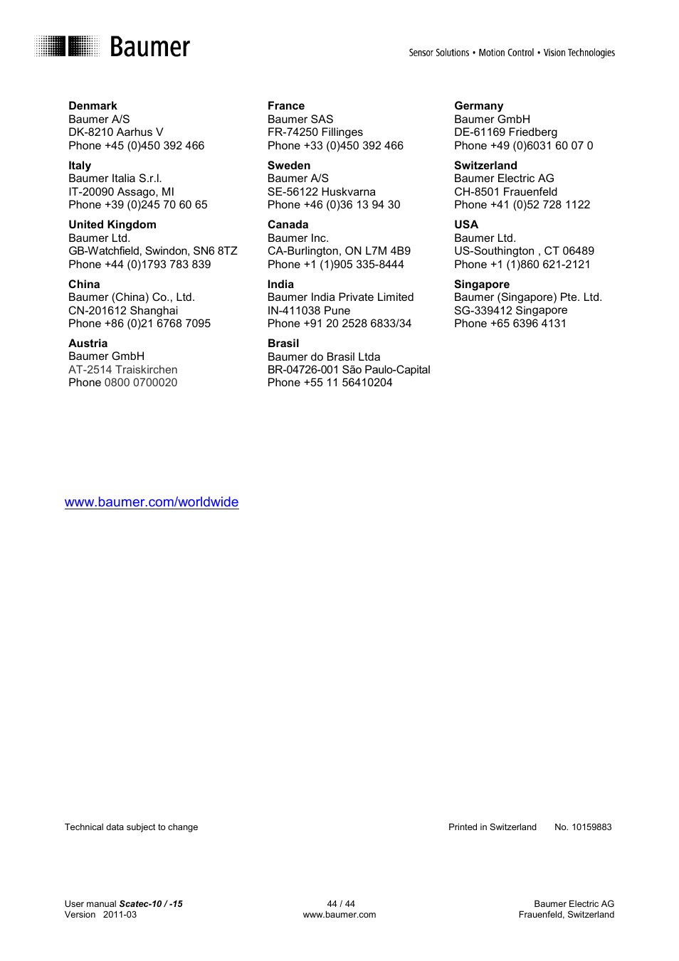 Baumer BA Scatec10 15 User Manual | Page 44 / 44