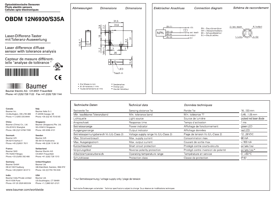 Baumer OBDM 12N6930/S35A User Manual | 4 pages