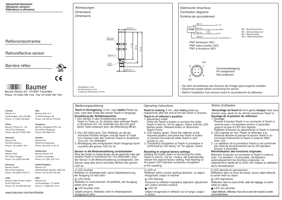 Baumer URAR 18P6912/S14G User Manual | 2 pages