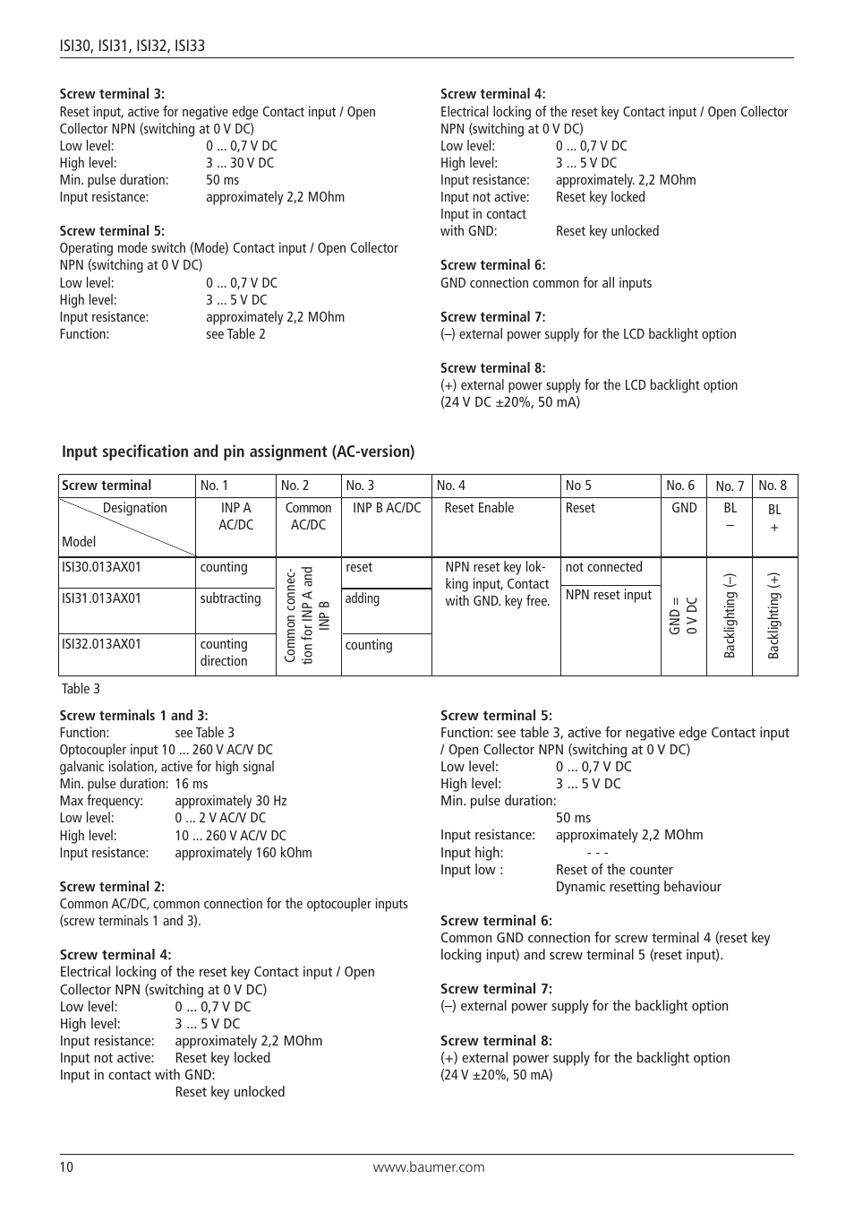 Baumer ISI33 counter User Manual | Page 10 / 20
