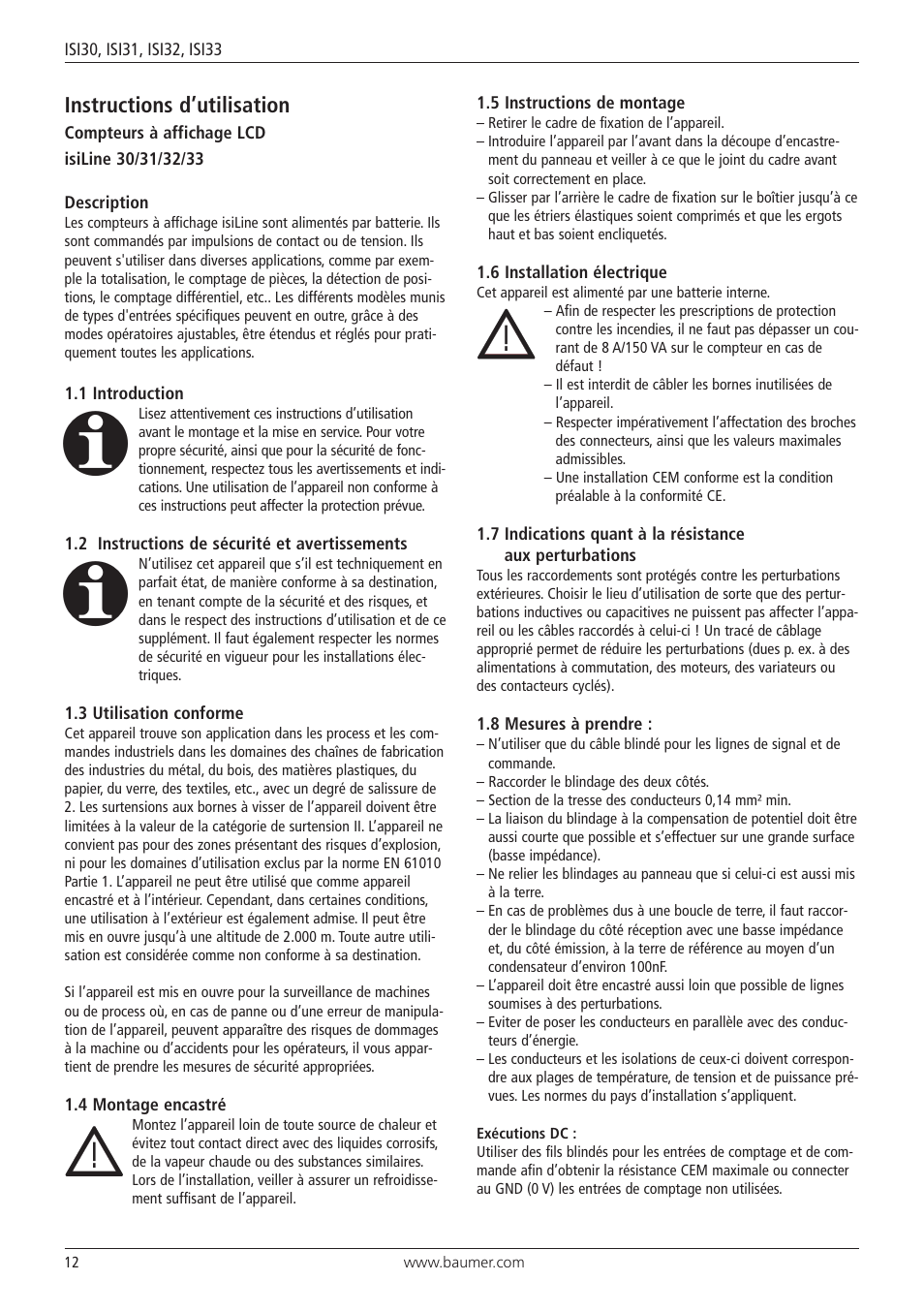 Baumer ISI33 counter User Manual | Page 12 / 20