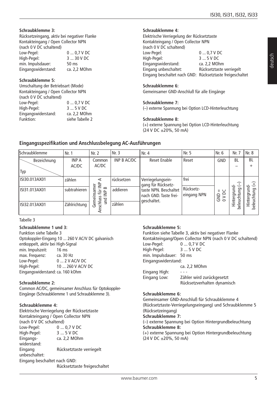 Baumer ISI33 counter User Manual | Page 5 / 20