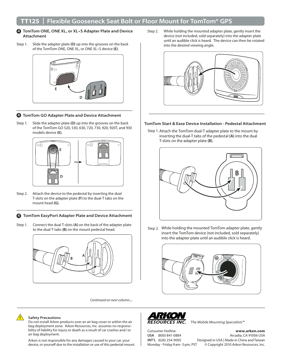Arkon TT125 User Manual | Page 2 / 2
