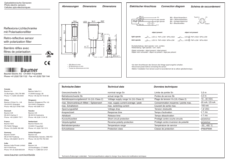 Baumer FPDH 14P5101/KS34A User Manual | 2 pages