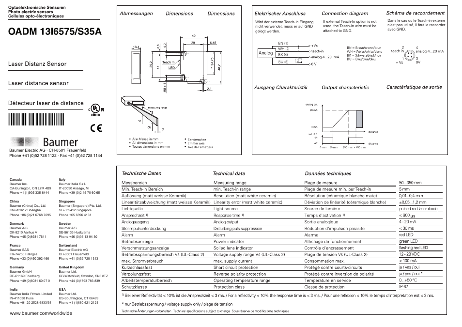 Baumer OADM 13I6575/S35A User Manual | 4 pages