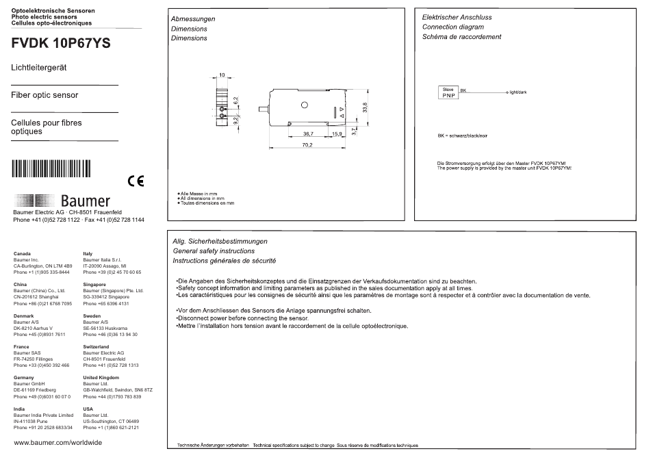 Baumer FVDK 10P67YS User Manual | 8 pages