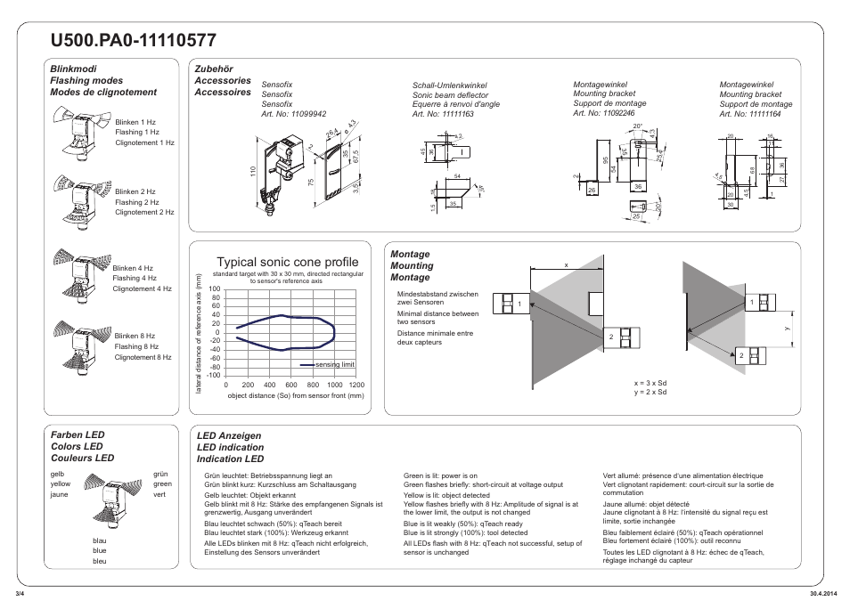 Typical sonic cone profile | Baumer U500.PA0-GP1B.72O User Manual | Page 3 / 4