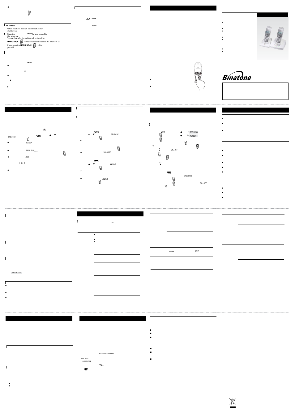 Binatone SYMPHONY 2200 User Manual | 2 pages