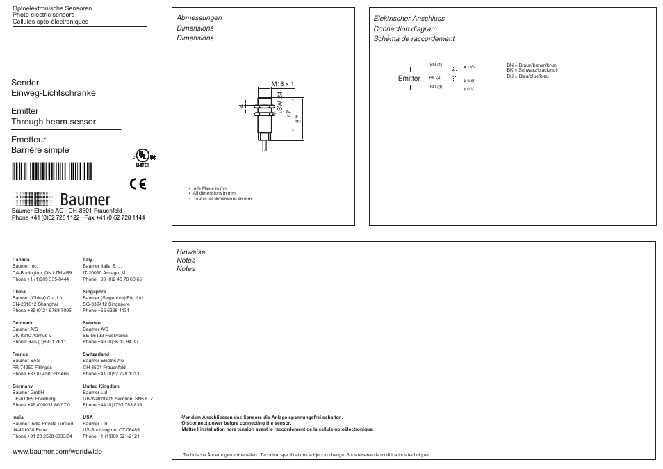 Baumer FSAM 18D9651 User Manual | 2 pages