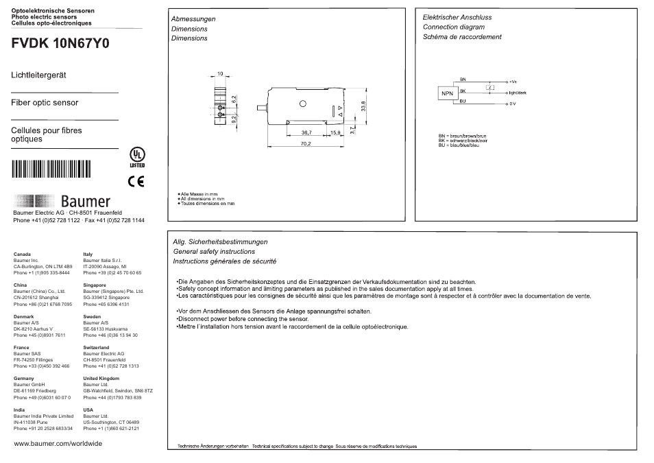 Baumer FVDK 10N67Y0 User Manual | 8 pages