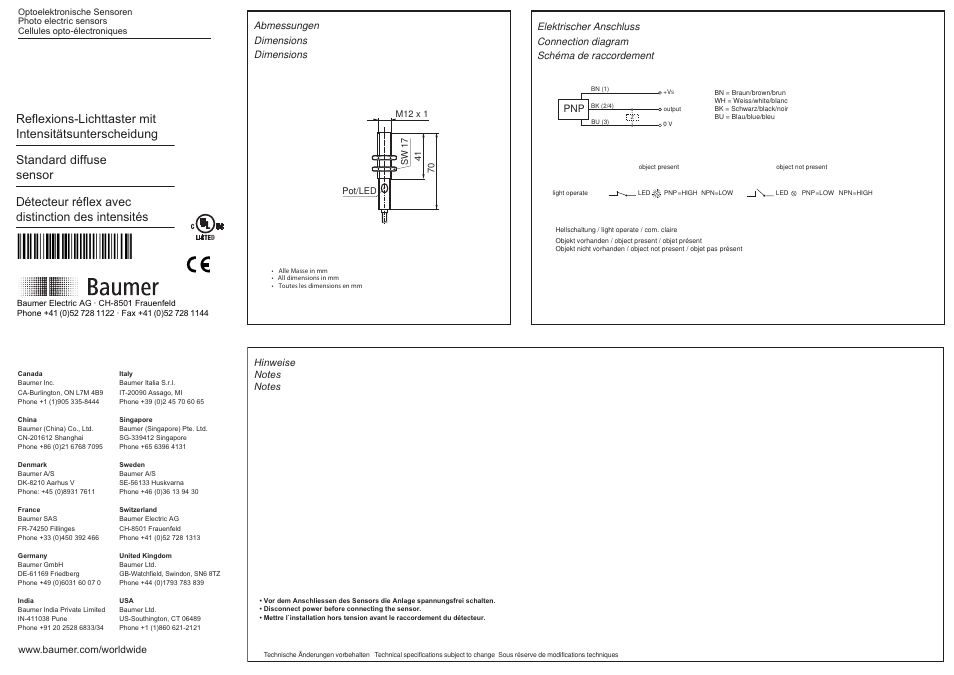 Baumer FZAM 12P1104 User Manual | 2 pages