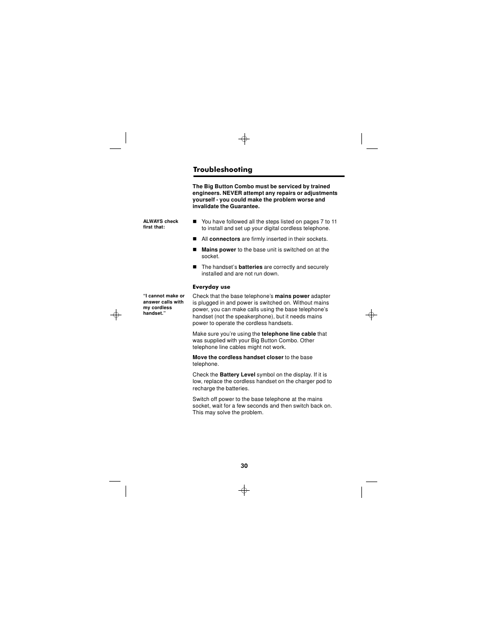 Troubleshooting | Binatone SC2050 User Manual | Page 31 / 39