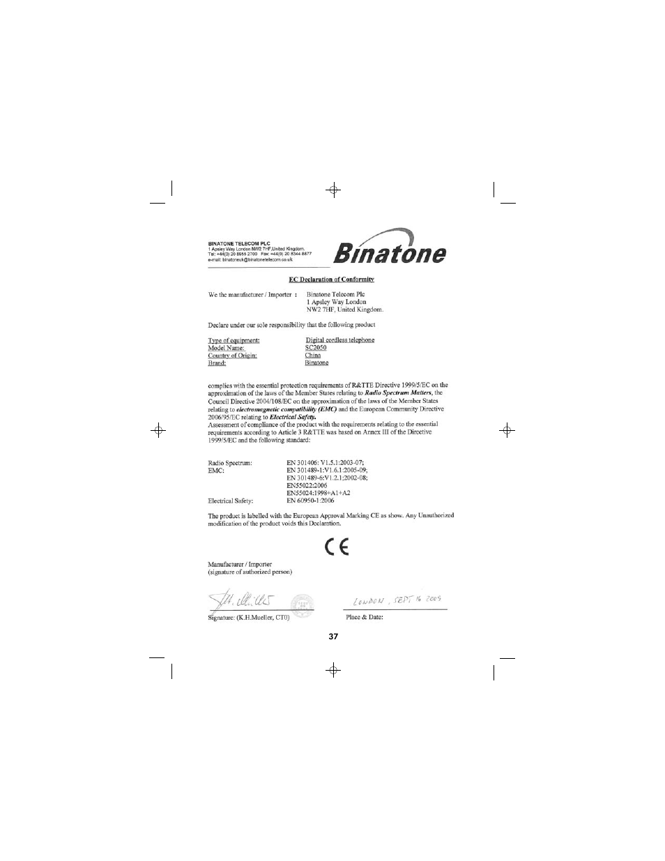 Binatone SC2050 User Manual | Page 38 / 39