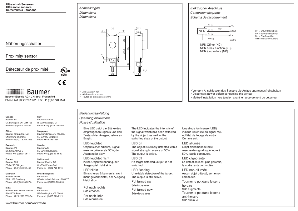 Baumer UNDK 30N3703 User Manual | 2 pages