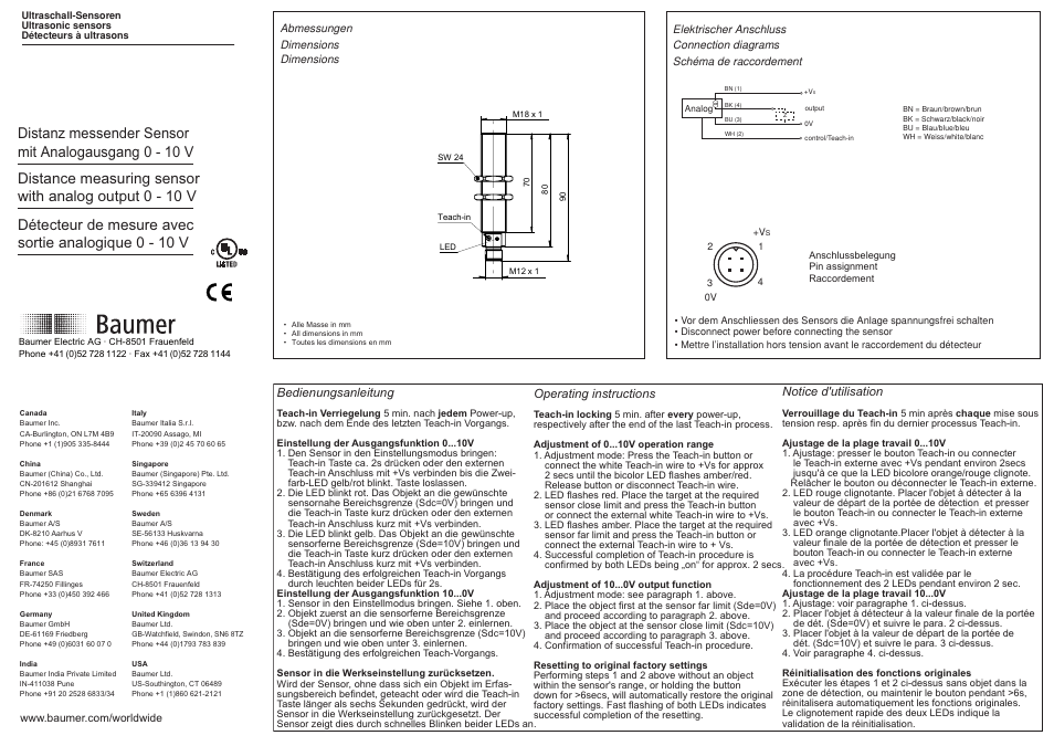 Baumer UNAM 18U6903/S14 User Manual | 2 pages