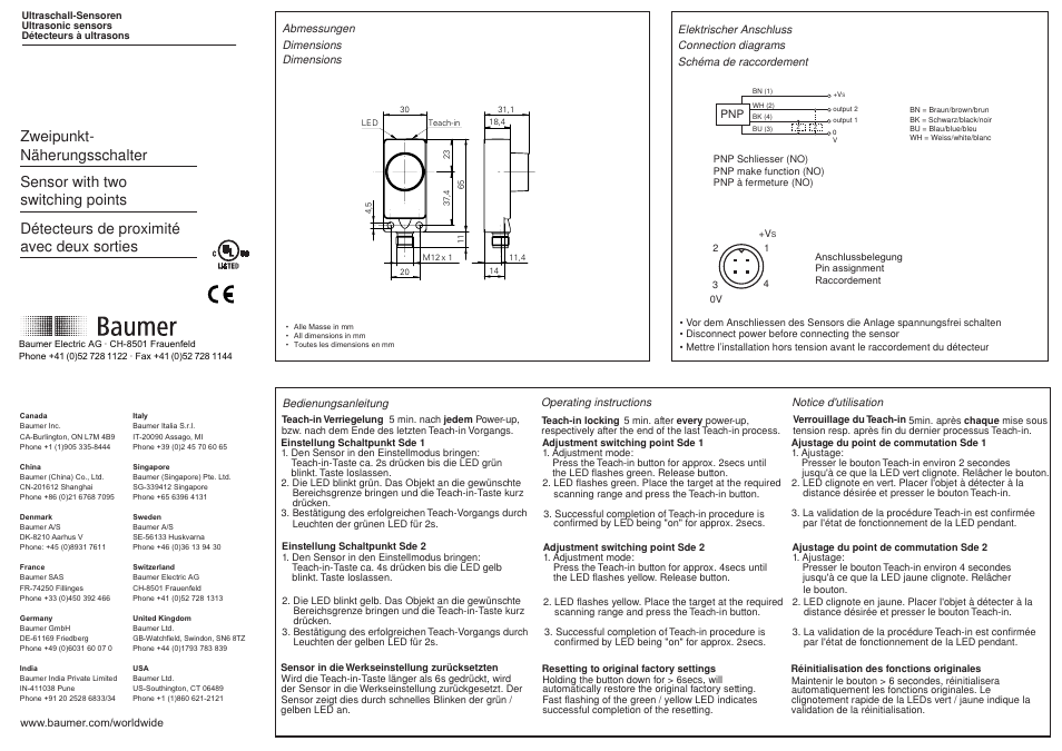 Baumer UZDK 30P6104/S14 User Manual | 2 pages