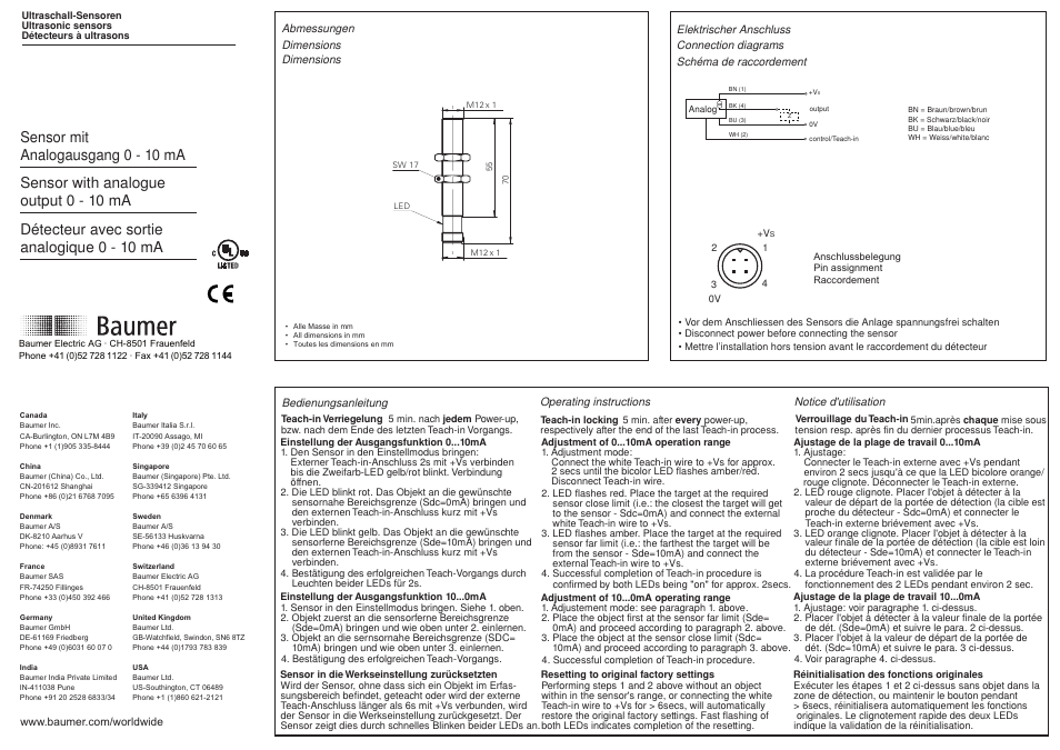 Baumer UNAM 12I9912/S14 User Manual | 2 pages