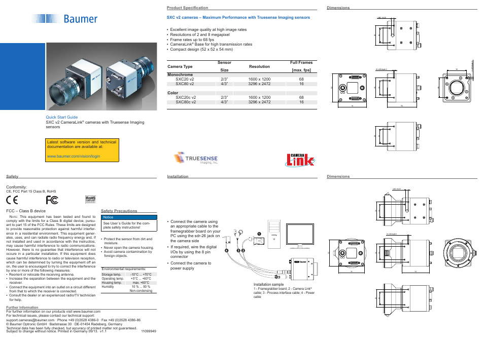 Baumer SXC v2 cameras User Manual | 2 pages