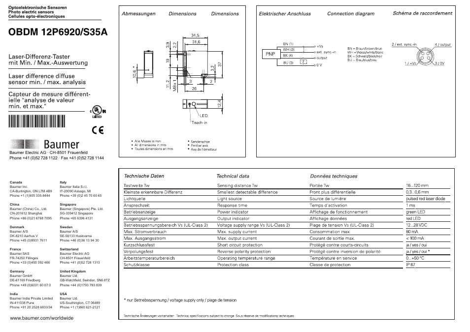 Baumer OBDM 12P6920/S35A User Manual | 4 pages