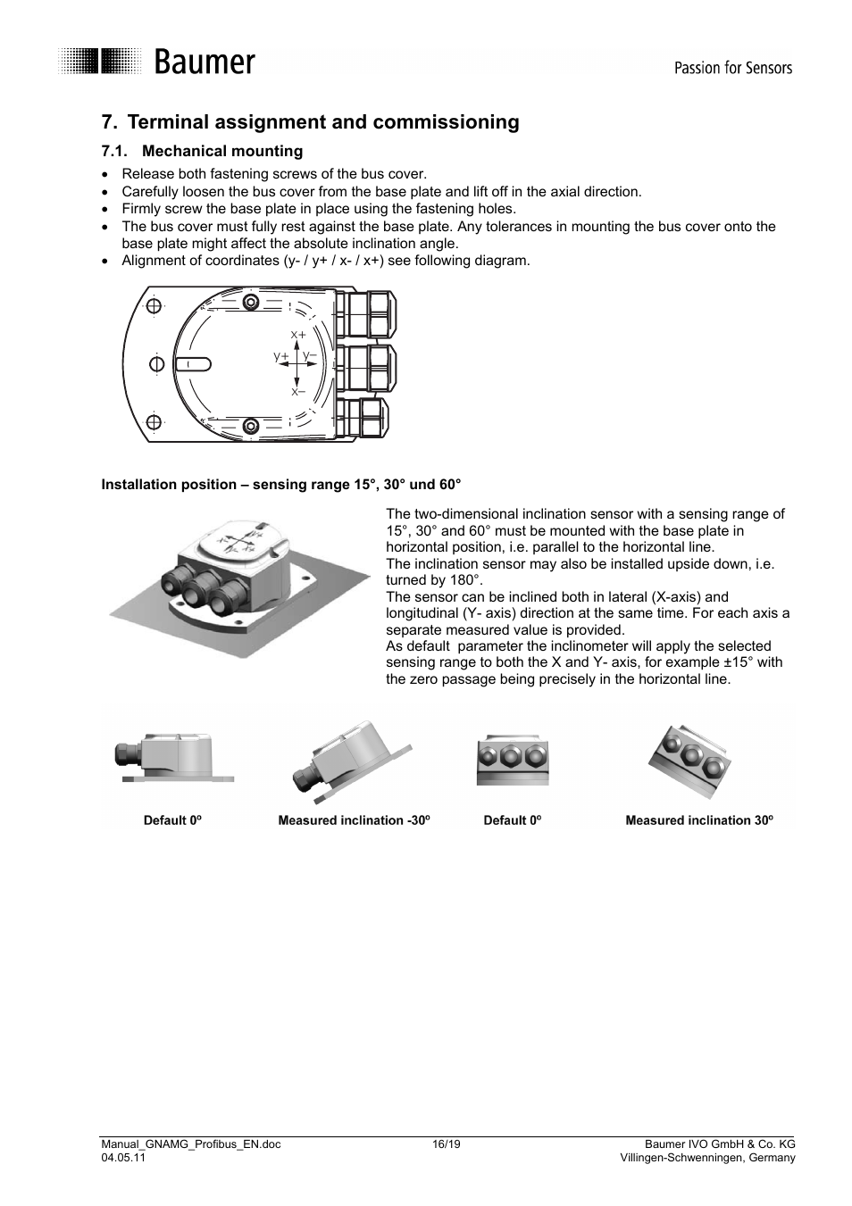 Terminal assignment and commissioning | Baumer GNAMG User Manual | Page 16 / 19