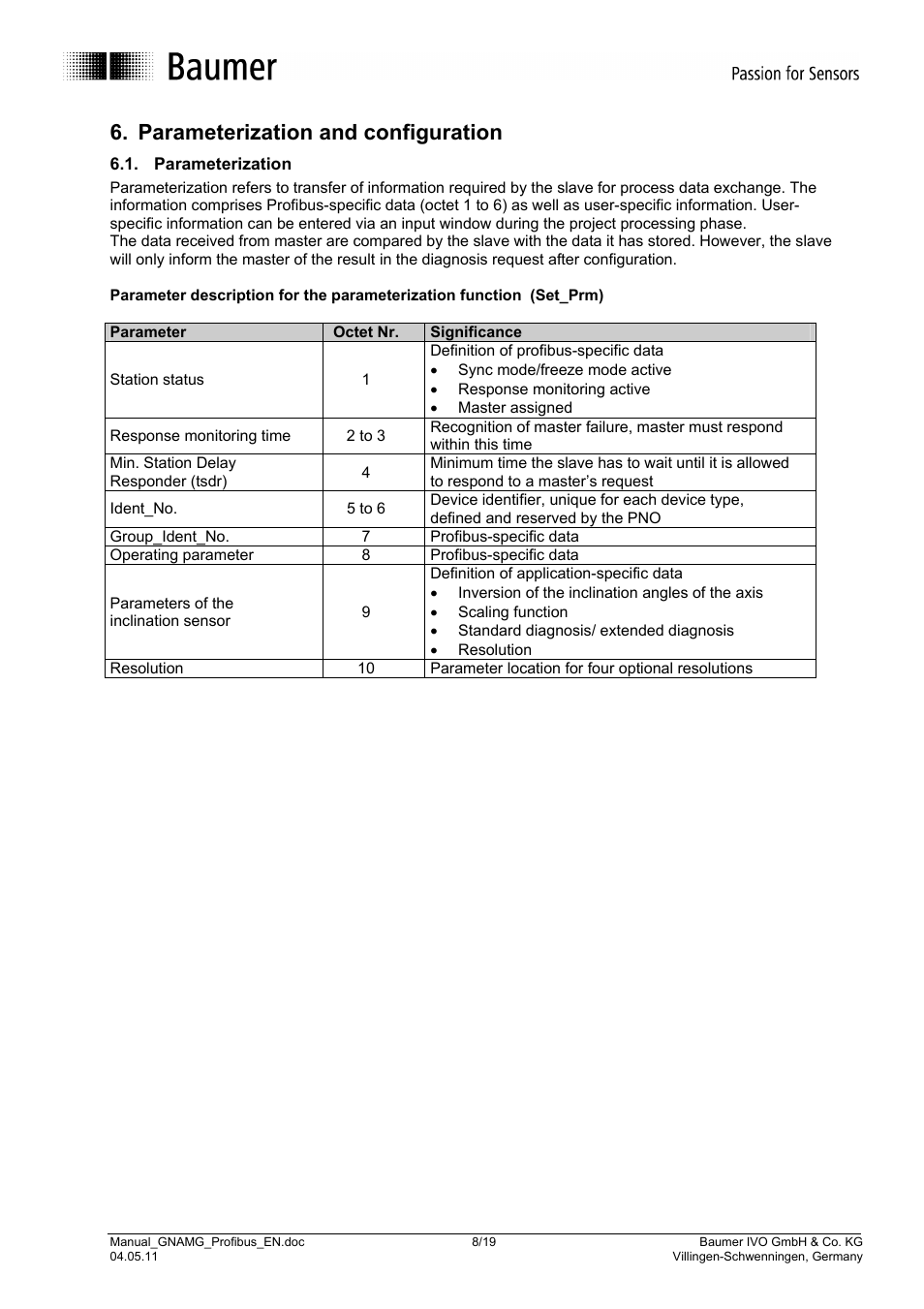 Parameterization and configuration | Baumer GNAMG User Manual | Page 8 / 19