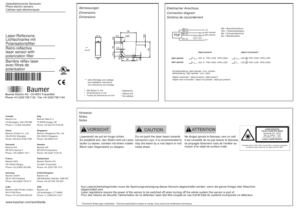 Baumer OPDM 12P5101 User Manual | 2 pages