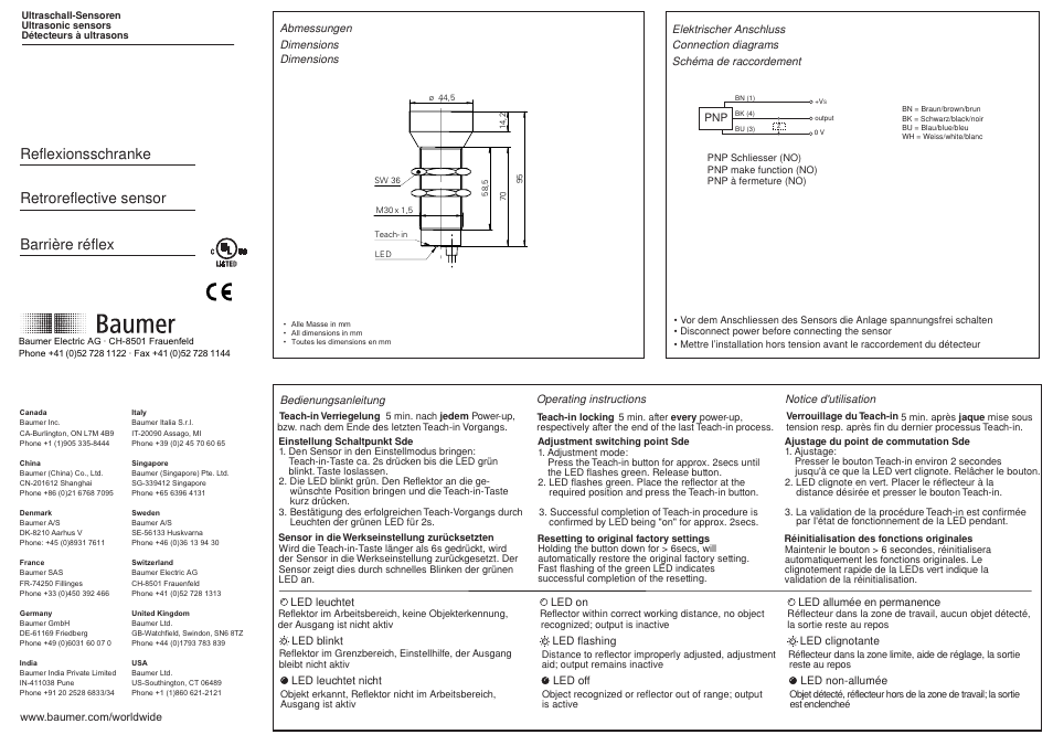 Baumer URAM 50P6121 User Manual | 2 pages