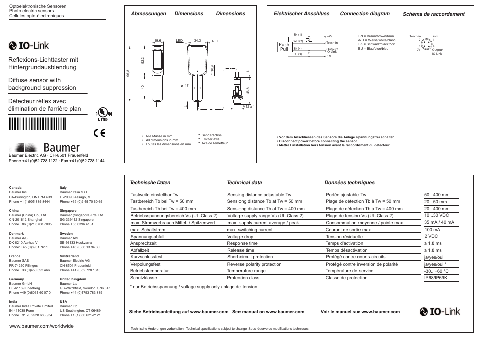 Baumer FHDH 14G6901/KS34A/IO User Manual | 2 pages