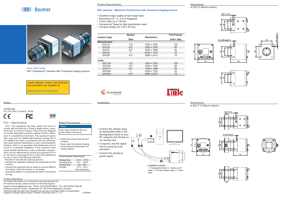 Baumer SXC cameras User Manual | 2 pages