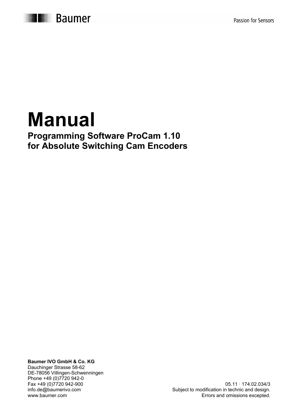 Baumer RXA1H User Manual | 35 pages