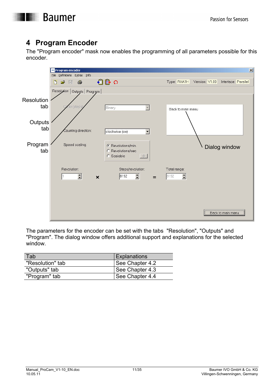 4 program encoder | Baumer RXA1H User Manual | Page 11 / 35