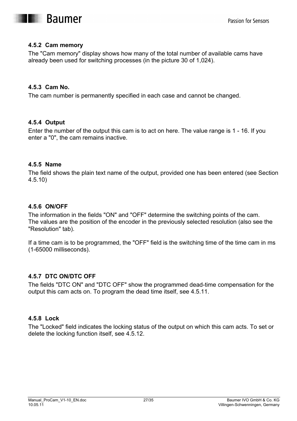 Baumer RXA1H User Manual | Page 27 / 35