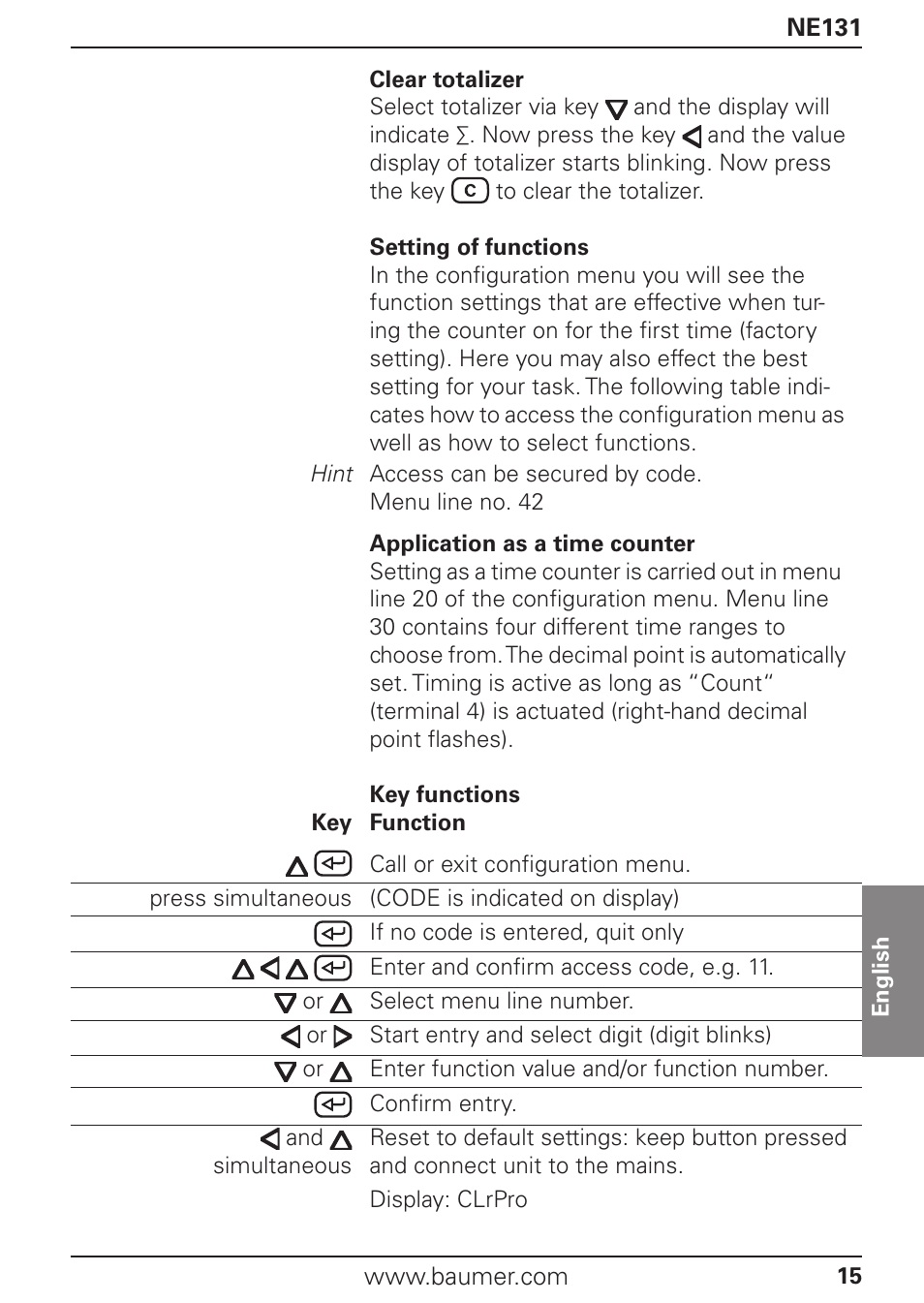 Baumer NE131 User Manual | Page 15 / 48