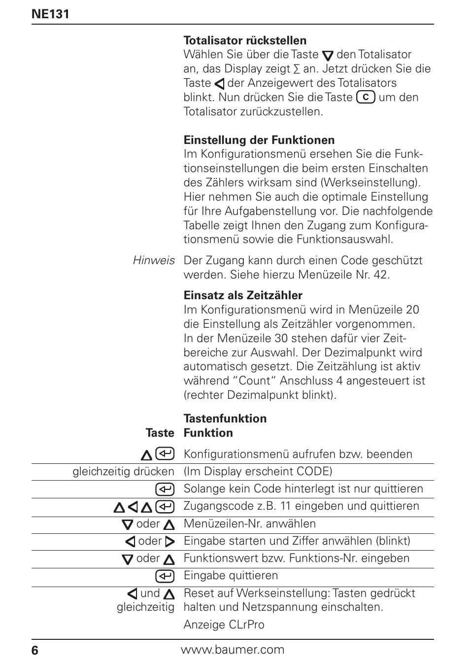 Baumer NE131 User Manual | Page 6 / 48