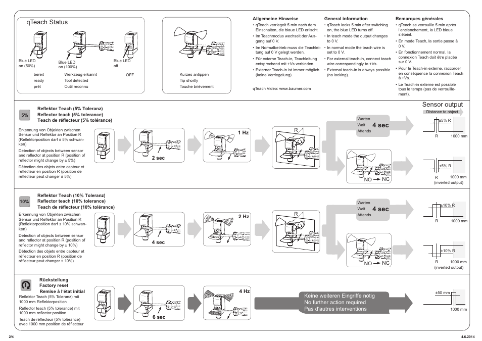 Qteach status, 4 sec, Sensor output | Baumer U500.RA0-GP1B.72CU User Manual | Page 2 / 4