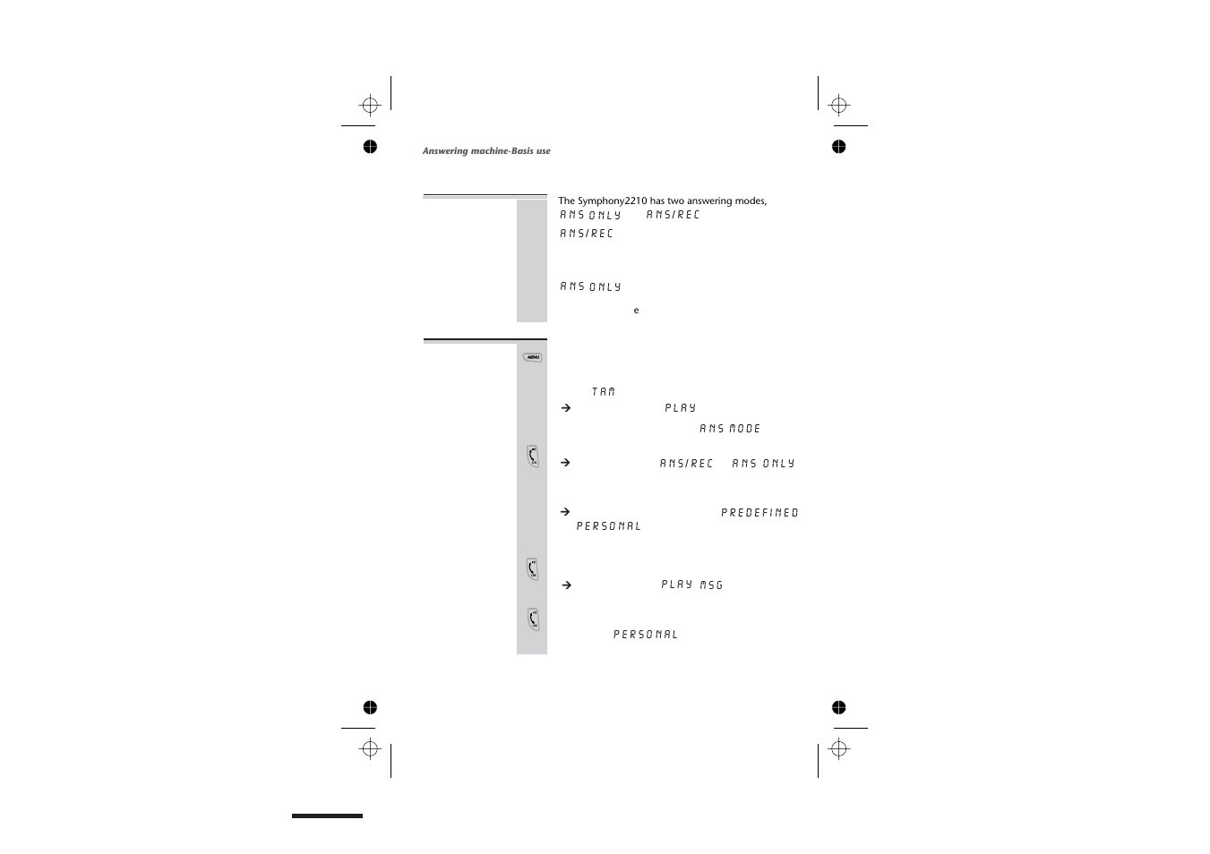 Answering modes 28, To change answering mode 28 | Binatone SYMPHONY 2210 User Manual | Page 32 / 57