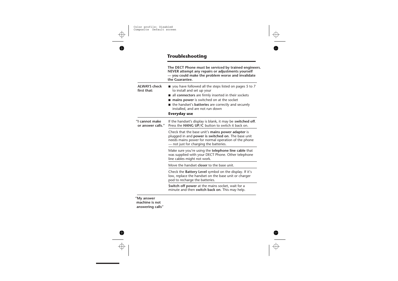 Troubleshooting 44 | Binatone SYMPHONY 2210 User Manual | Page 48 / 57