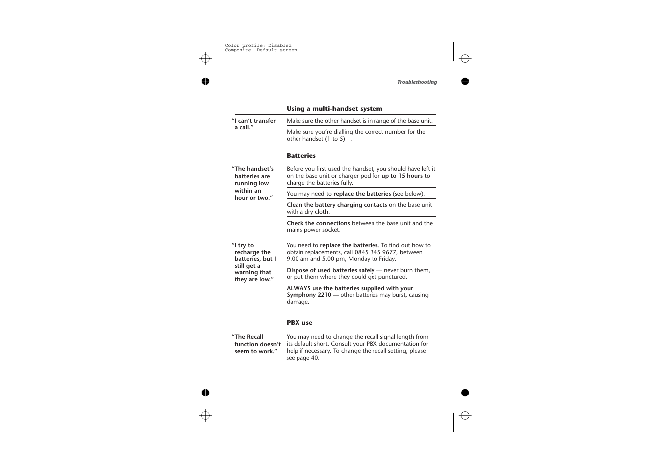Binatone SYMPHONY 2210 User Manual | Page 51 / 57