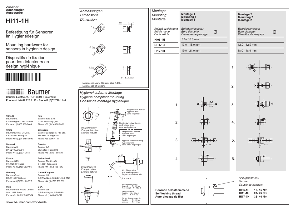 Baumer HI11-1H User Manual | 2 pages