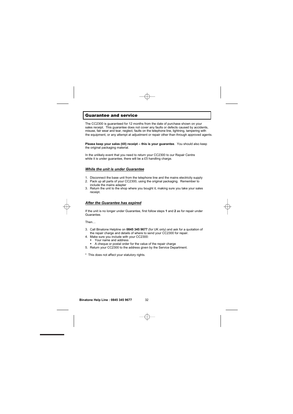 Binatone 2300 User Manual | Page 34 / 35