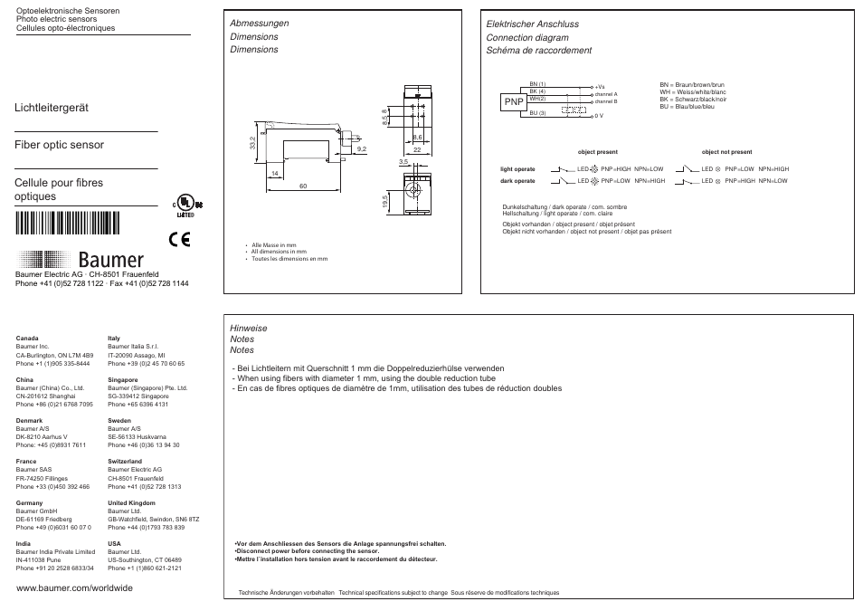 Baumer FVDK 22P6101 User Manual | 2 pages