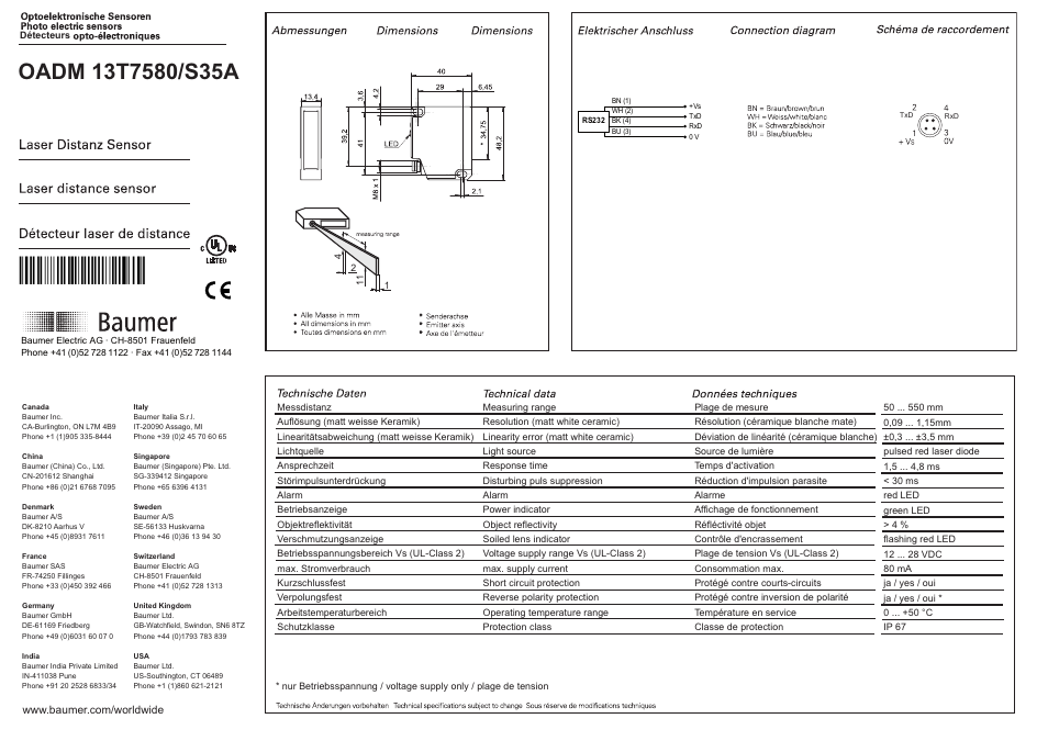 Baumer OADM 13T7580/S35A User Manual | 8 pages