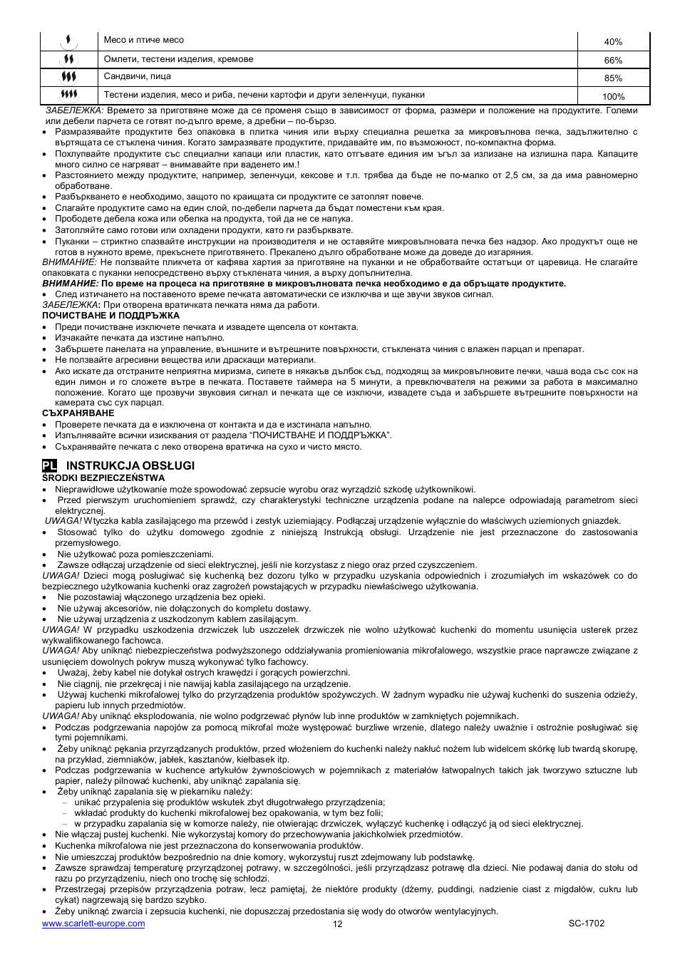 Pl instrukcja obs ugi | Scarlett SC-1702 User Manual | Page 12 / 35