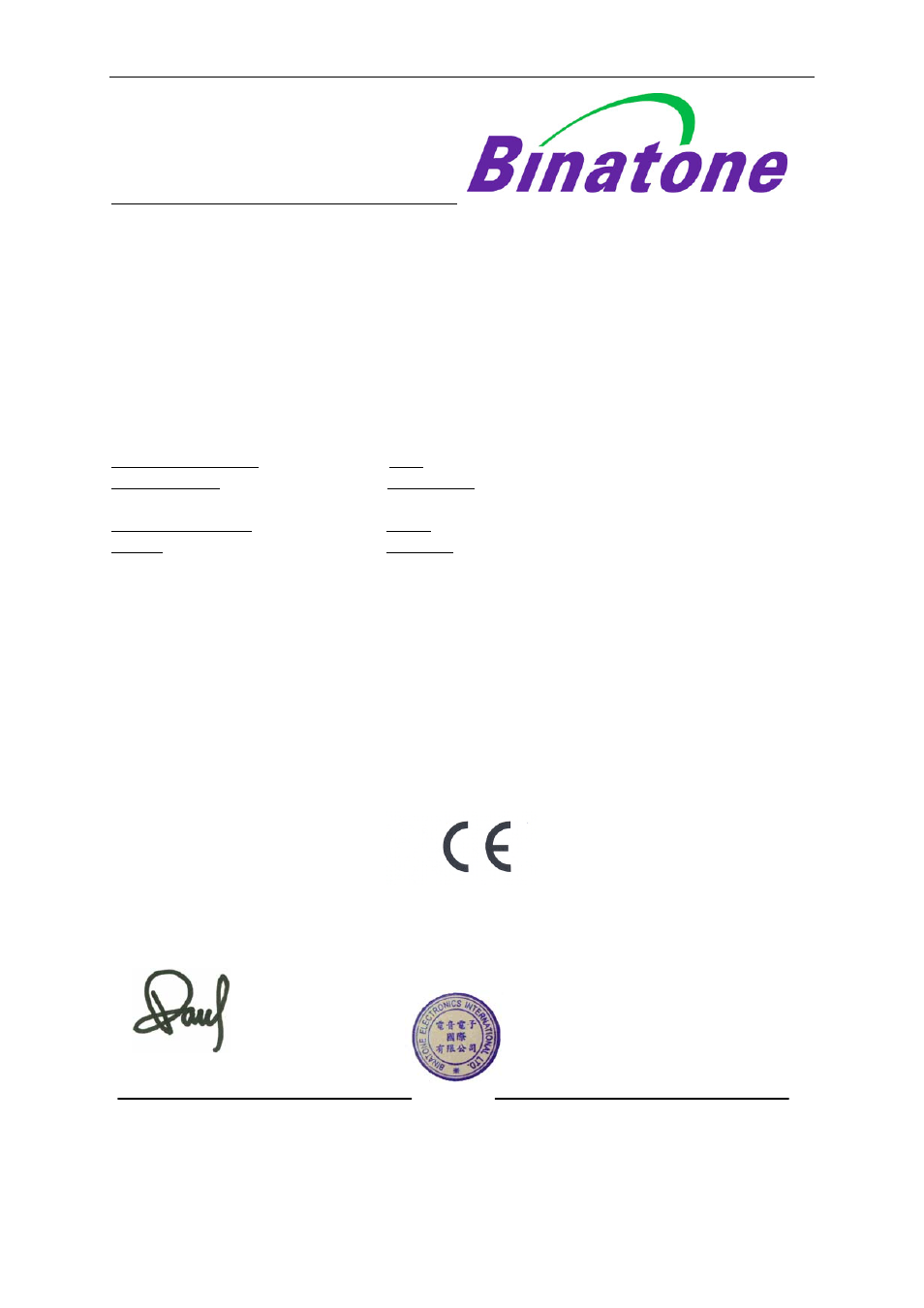 Ec declaration of conformity | Binatone B350 User Manual | Page 42 / 42