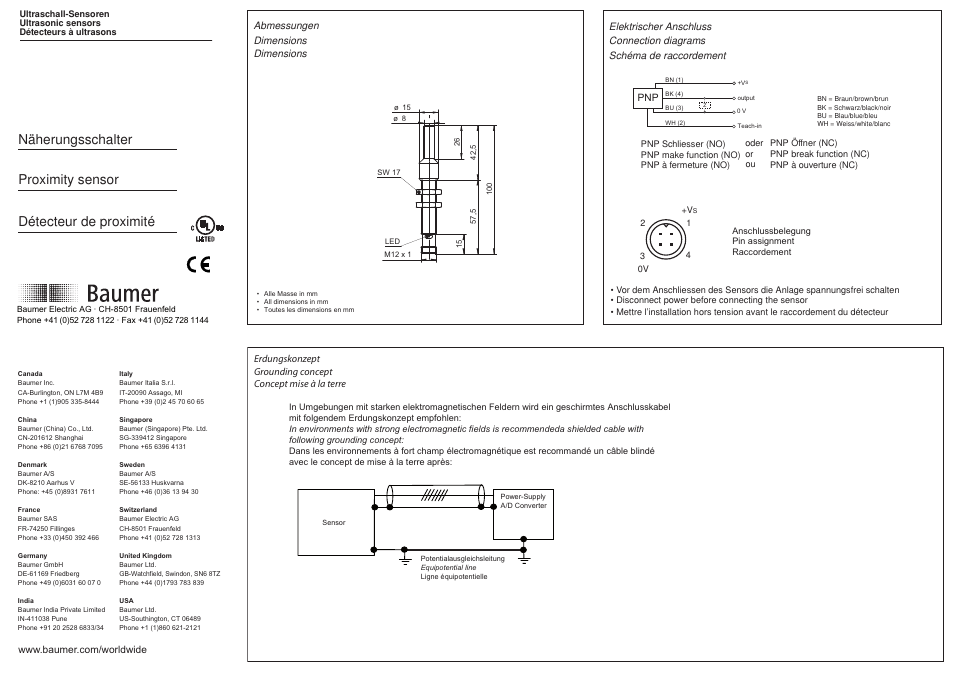 Baumer UNAM 12P8910/S14OD User Manual | 3 pages