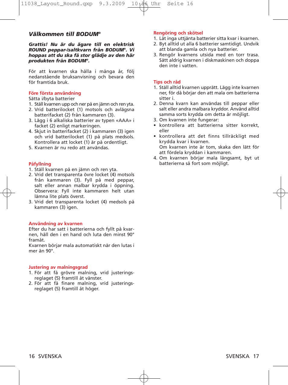 Välkommen till bodum | Bodum 11038 User Manual | Page 10 / 11